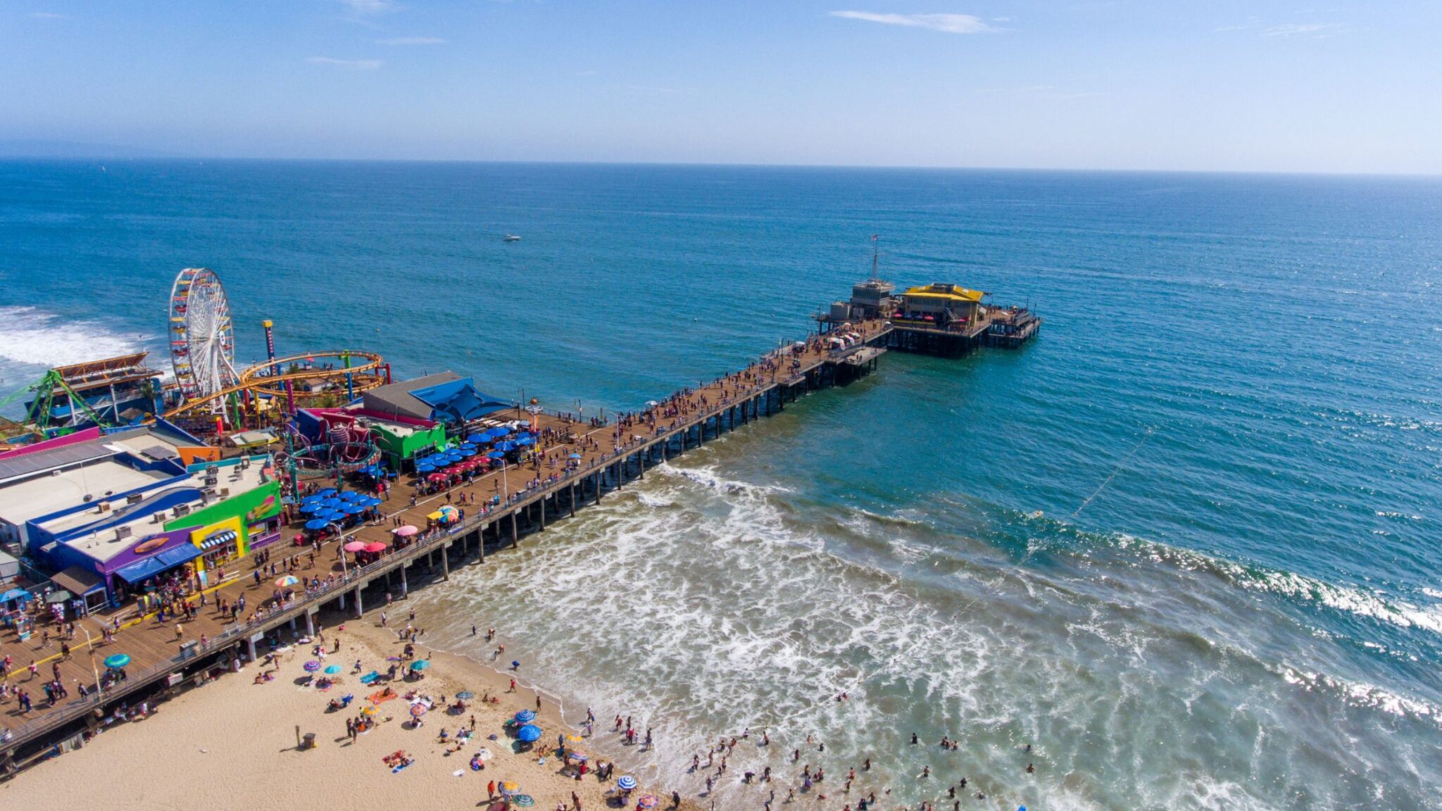 Santa Monica Pier extending into the Pacific