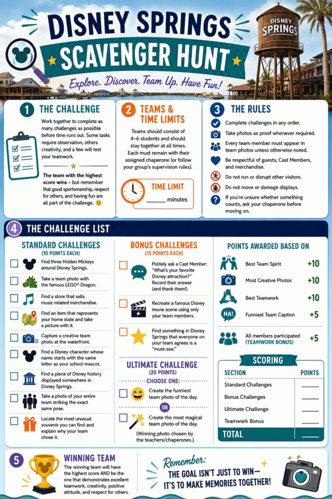 Disney Springs scavenger hunt game