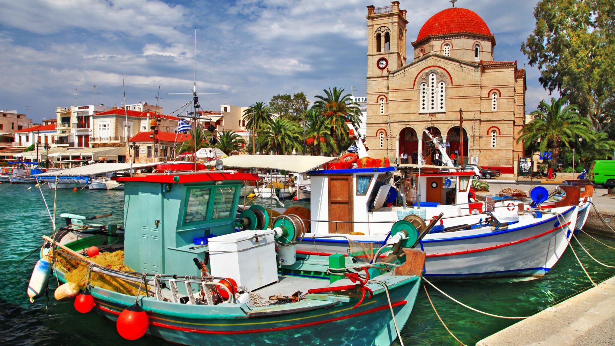 beautiful waterfront on greek island Aegina