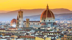 evening view of an Italian cityscape