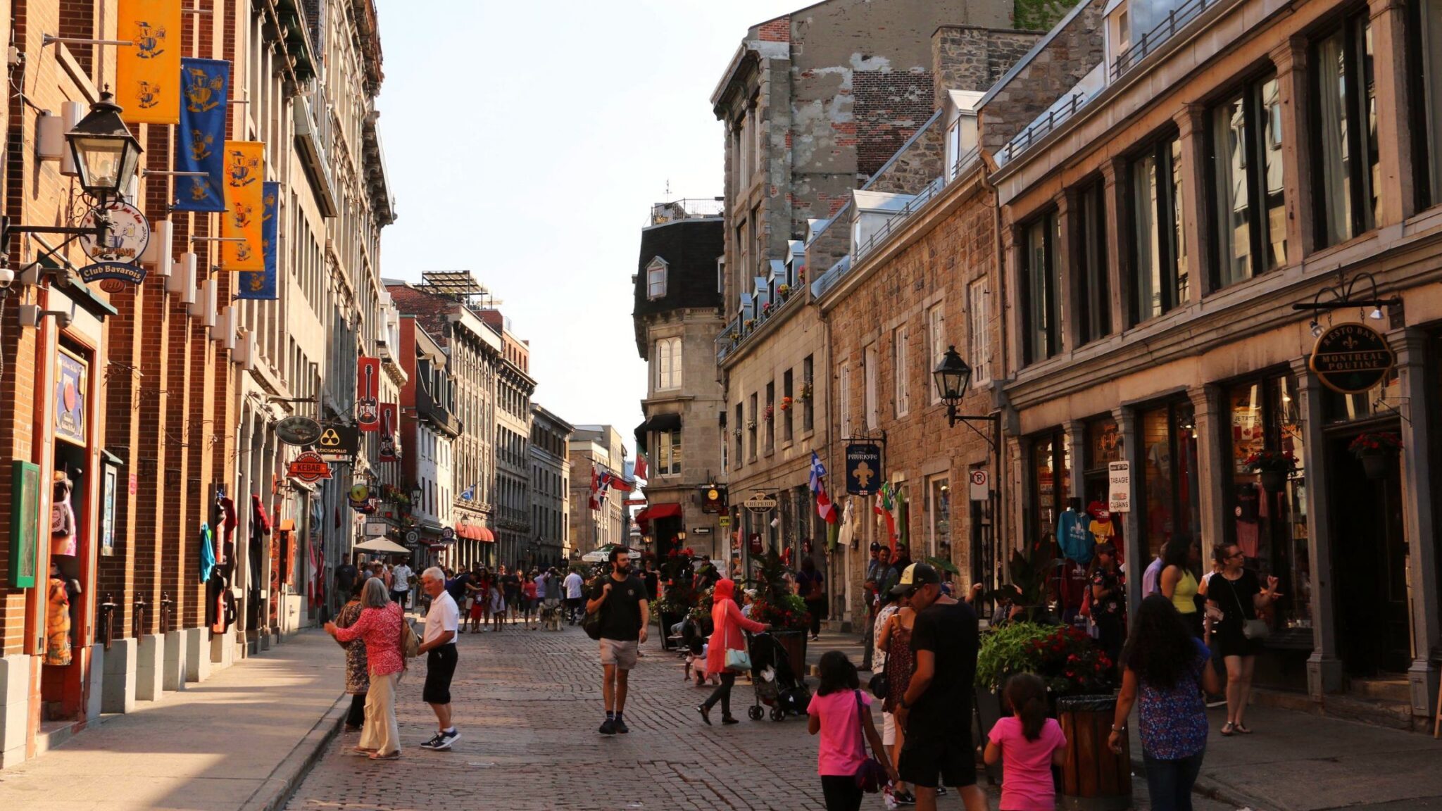 busy street in charming Old Montreal